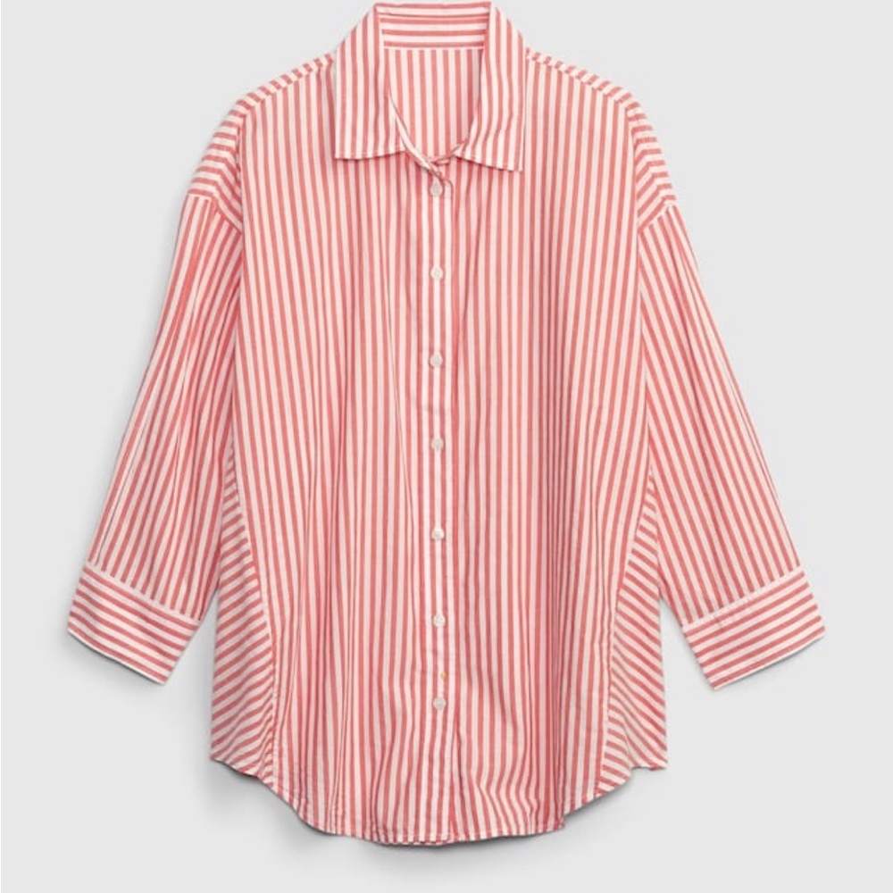 NWOT Gap 3/4 Sleeve Stripe Big Shirt, XXL Tall - Picture 6 of 7